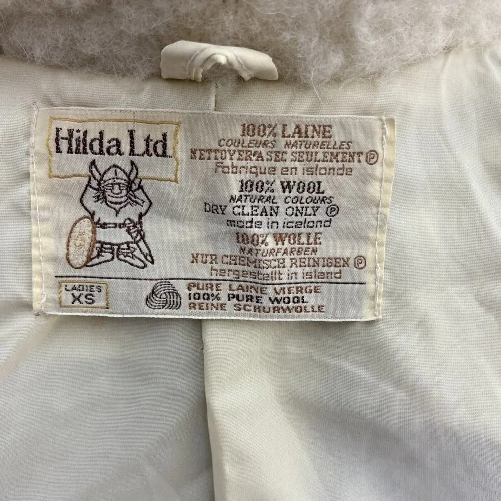 Vintage Hilda Ltd Made In Iceland Virgin‎ Wool Sweater Jacket Coat Womens XS/S